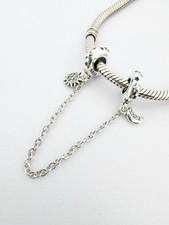 Sun Moon Charm Safety Chain Genuine 925 Sterling Silver 💖