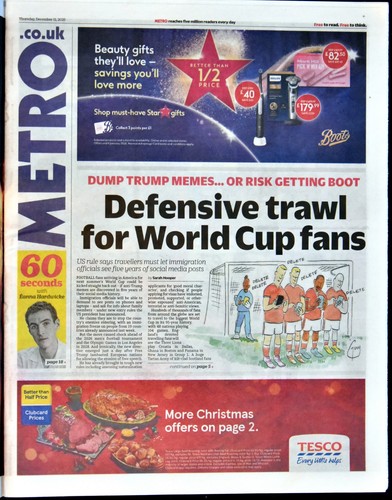 Metro newspaper december 11th - metro,