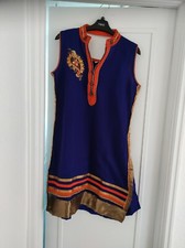 Salwar Kameez Kurta Punjabi Patiala  Embroidered Indian Pakistani Dress Blue  XL