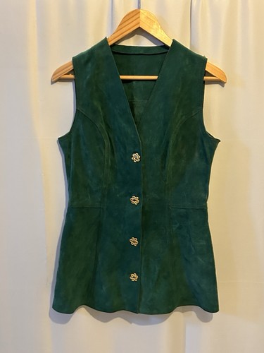 Vintage suede waistcoat green