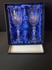 Pair cut glass wine - glass,