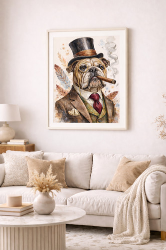 Dog art print vintage - dog,