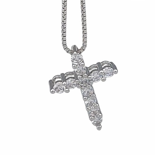 Silver plated crystal cross - silver,
