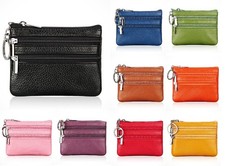 Women Leather Coin Card Key Ring Wallet Pouch Mini Purse Zip Up Small Change Bag