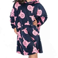 M&S Girls Cosy Fleece Percy Pig Oodie Oversized Hoodie 3-4 yrs WASHED CLEAN VGC