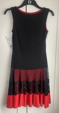 Joseph Ribkoff Black and Red Jersey Dress Lace Polka Dot Layering UK 4-6 New