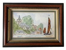 Miniature Watercolour Painting - Thames Sailing Barge Maldon - Signed - Framed