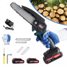6/8 Inch Mini Cordless chainsaw Handheld Electric Chainsaw Wood Cutter+2 Battery