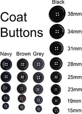 6 x Coat Buttons, Black, Navy