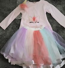 CARAMELO KIDS Girl's Unicorn 3 Piece Set, Top, Tutu Skirt & Headband Age 5-6 Yrs