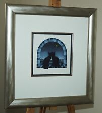 Framed and Signed Limited Edition Print of Two Cats in a Window in the Moonlight