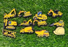 Bundle of 12 digger/truck themed shoe charms. Compatible with Crocs.