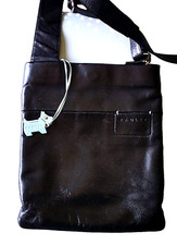 RADLEY crossbody leather bag.  Black with eggshell blue dog tag.  Great style.