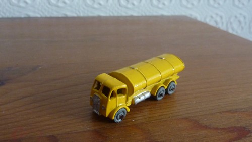 Old lesney yellow tanker truck - yellow,