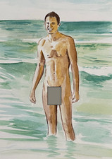 Original Watercolor Nude Male