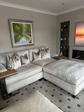 Elegant designer Large Handmade Duresta Colonial Sofa X2, And 2X Footstools