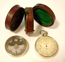 H.HUGHES 1893 H/M SOLID SILVER DOUBLE SIDED POCKET BAROMETER TRIPLE COMPENDIUM