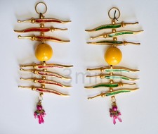 Positive Energy -Evil Eye Protector Wall Hanging Good Luck Metallic Lemon Chilli