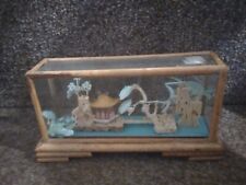Small Vintage Decorative Oriental Glass Display Case Featuring Landscape Detail