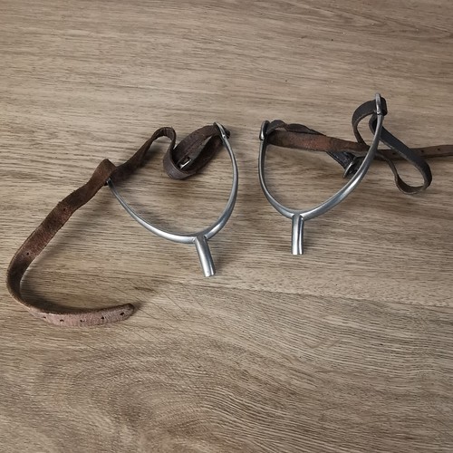 Pair vintage steel boot spurs - steel,