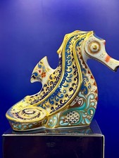 Royal Crown Derby Paperweight - Coral Seahorse - Gold Stopper Ltd Edition