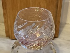 Caithness Flamenco Dawn Pink Swirl Tea Light Glass Lead Crystal Holder