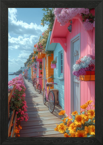 Colorful beach houses with - colorful,