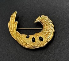 Genuine Swarovski American Crystal (SAL)  Big Bird Brushed Gold  Tone Brooch