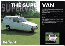 Reliant Robin Super Van Mid 1990s UK Market Single Sheet Sales Brochure