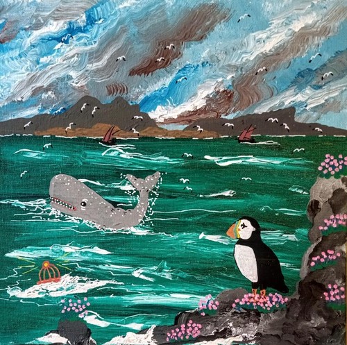 Whale puffin hebrides - &,