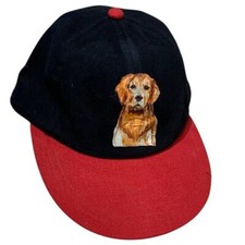 New Hand Printed Golden Retriever Puppy Dog Black Red Adjustable Snap Cap Hat
