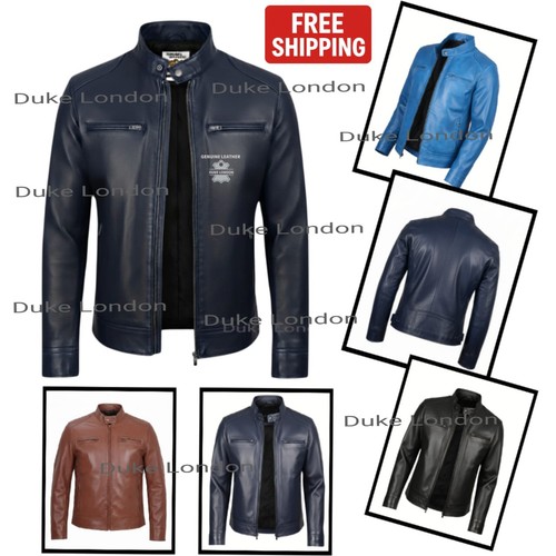 Mens leather jacket - jacket, racer