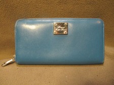 Vintage LAUREN RALPH LAUREN Classic Castleton Blue Leather Zip Around Wallet