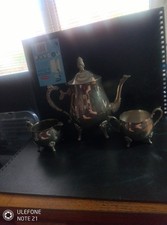 Silver Plated 3 Piece Tea Set Vintage