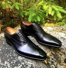 Men Handmade Shoes Black Leather Brogue Lace Up Formal Dress Casual Wear Boots