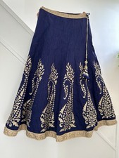 Designer Lengha Choli Blue Gold, Indian/Asian, Wedding, Ethnic
