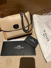 Coach vintage handbag beige Turnlock with chain/leather strap