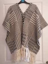 East Artisan Black/White Mirror Aztec Poncho