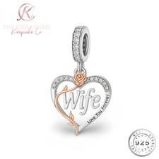 Wife Heart Charm Genuine 925