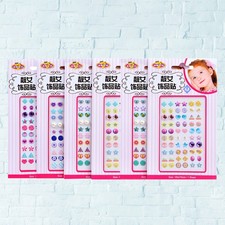 6 Sheets Ear Stickers Sticky Gems for Crafts Kids Child Nail Art