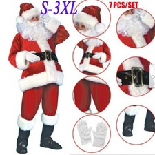 Mens Santa Claus Full Costume Festive Father Christmas Xmas Fancy Outfit Dress@R