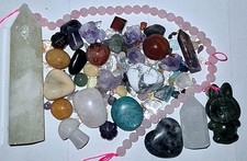 large Crystal Bundle JobLot citrine tower labubu carving rose quartz bead string