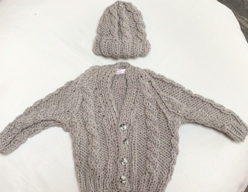 Baby girls hand knitted cable - knitted,