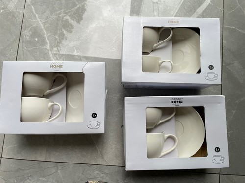 New plain white cups saucers - &,