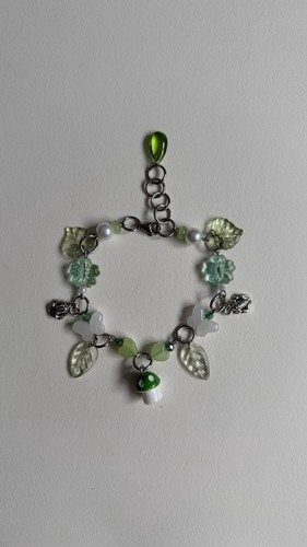 Frog and mushroom charm - and,