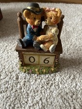 Vintage Teddy Bears Calendar Perpetual Wooden Blocks
