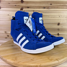 Adidas Wedge Sneakers Womens 8 Blue Suede Amberlight Up Wedge High Top Heels