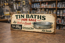 Tin bath sign - tin, vintage