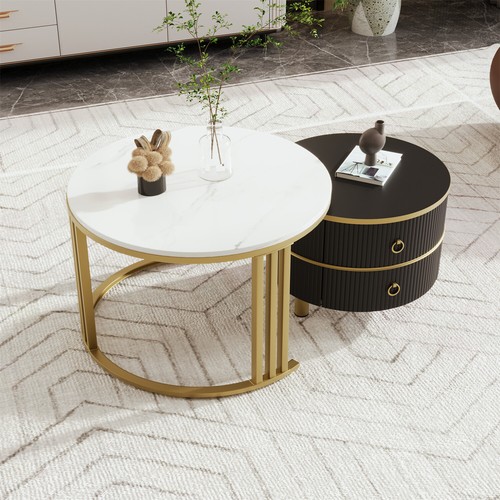 Round nesting coffee table set - coffee,