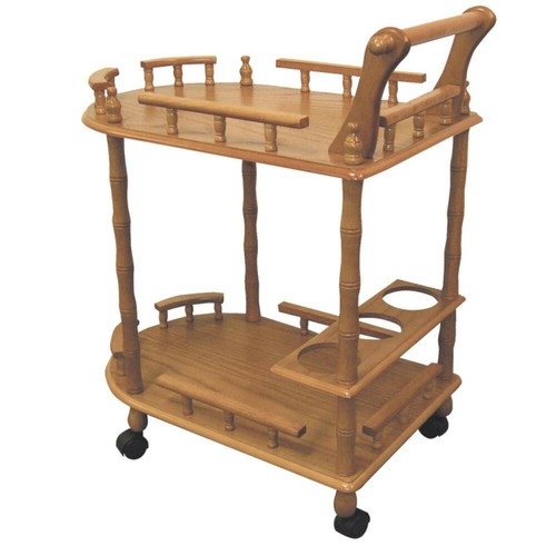 Oak color kitchen serving cart - color,